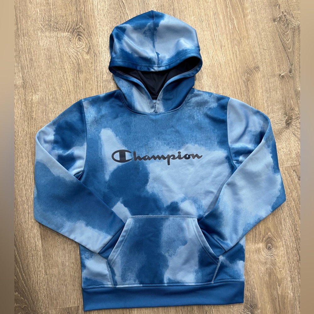 Champion Blue Tie-Dye Hoodie Sweatshirt